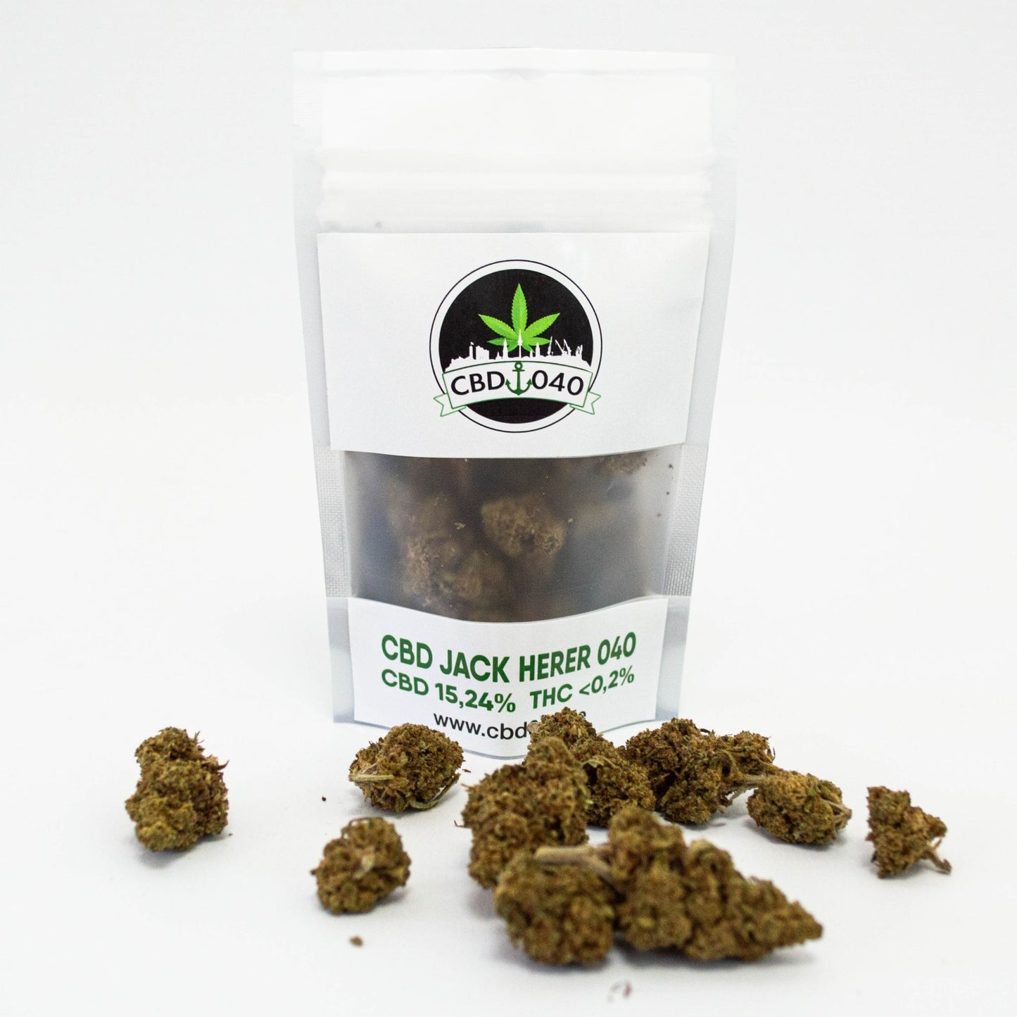 Jack Herer CBD Blüten 15,24% CBD für Händler im B2B-Shop Vorderansicht