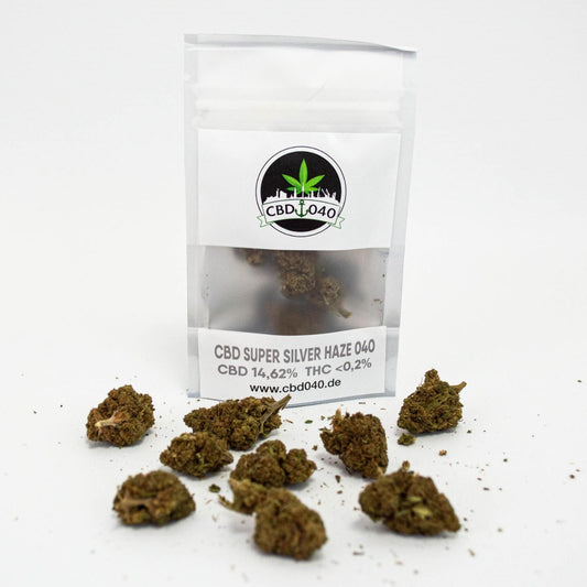 Super Silver Haze CBD Blüten 14,62% CBD für Händler im B2B-Shop