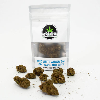 White Widow CBD Blüten 13,3% CBD für Händler im B2B-Shop Vorderansicht
